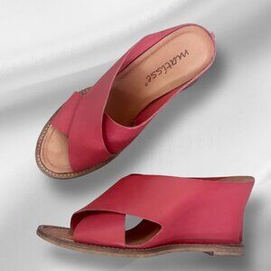 MATISSE Made in Brazil Red Leather Covered Wedge Sandals US 7.5